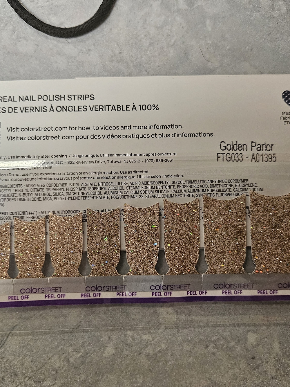 Color Street Golden Parlor Glitter Nail Polish Strips